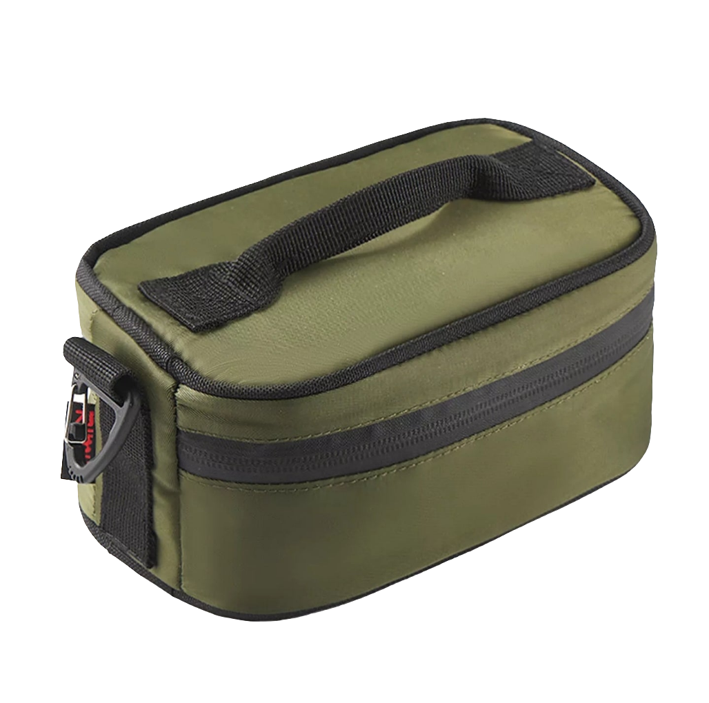 Lunchbox Thermal Bag - insulated and portable, designed to keep meals fresh. Durable green fabric with black zipper and handle for easy carrying.