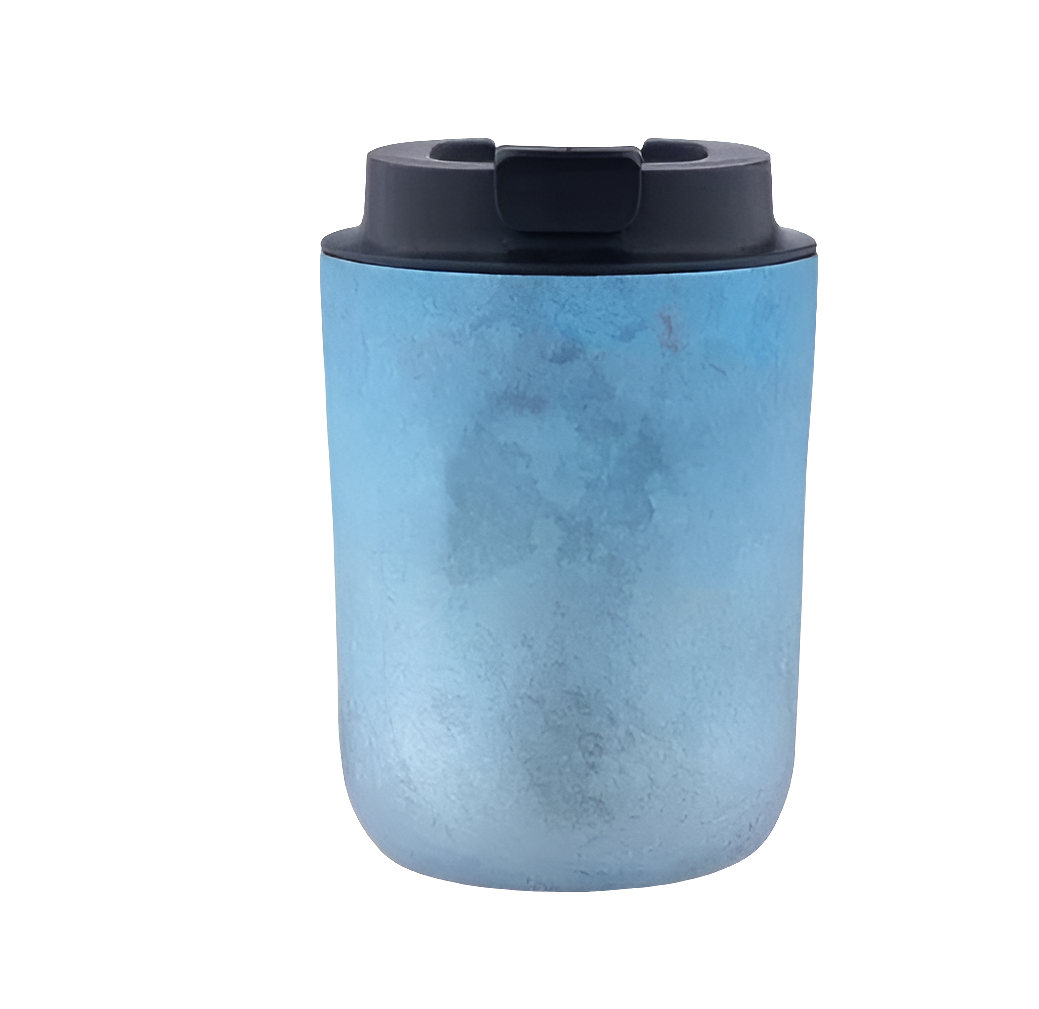 Spill-Proof Titanium Travel Cup with a leak-proof lid in vibrant gradient colors. Durable, insulated, and perfect for hot or cold beverages on the go.