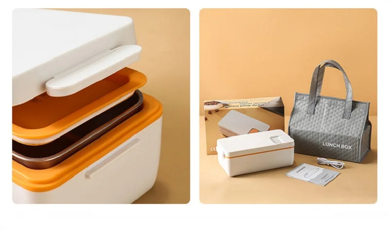 Smart Lunchbox Lite with wireless heating, USB-C charging, and 1L capacity. Features a stackable design with an orange-sealed lid for fresh meals.